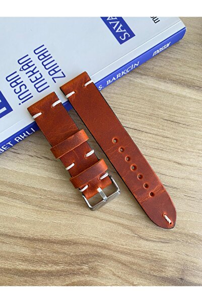 Prizma El Dikişi Turuncu Crayz Gerçek Deri Saat Kordonu. Hakiki Deri. 20,22,2...