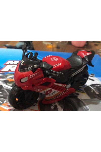 Asya Oyuncak Toy Friction Police Motorcycle 15 cm Red Model Motorcycle