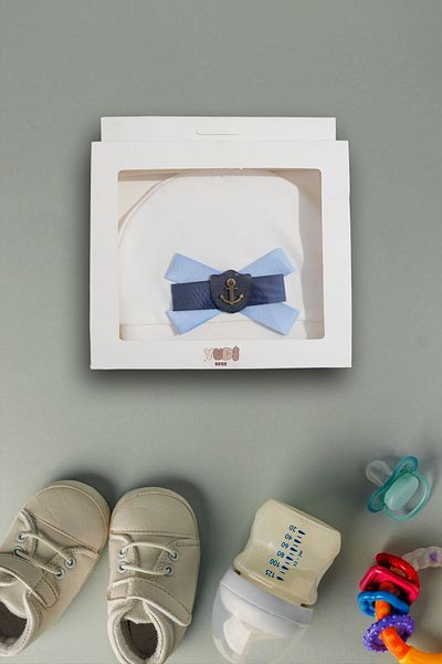 yudemia 100% Organic Cotton Stylish and Comfortable Bow Tie Embroidered Design Baby Beanie