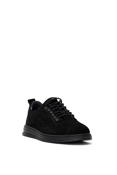 Ayakkabı Fuarı Elit SLGLD478N - Ανδρικά μαύρα παπούτσια casual από γνήσιο δέρμα