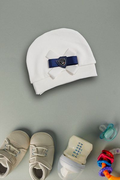 yudemia 100% Organic Cotton Stylish and Comfortable Bow Tie Embroidered Design Baby Beanie
