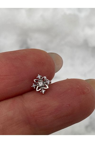 kurukafagift Silver Color Steel Tragus Lobe Cartilage Helıx Piercing Snowflake