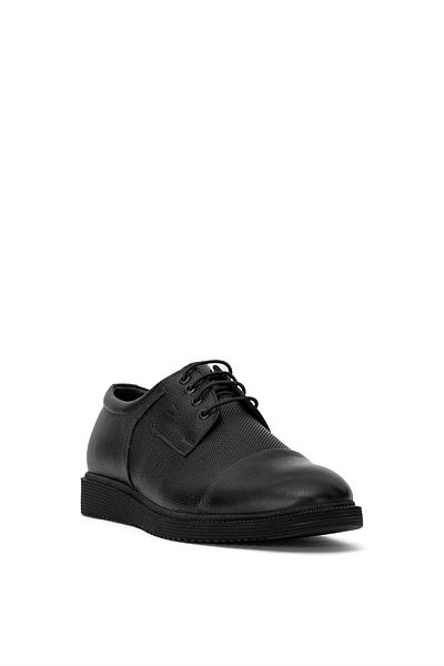 Ayakkabı Fuarı Elit SLFRM782C - Ανδρικά μαύρα παπούτσια casual από γνήσιο δέρμα