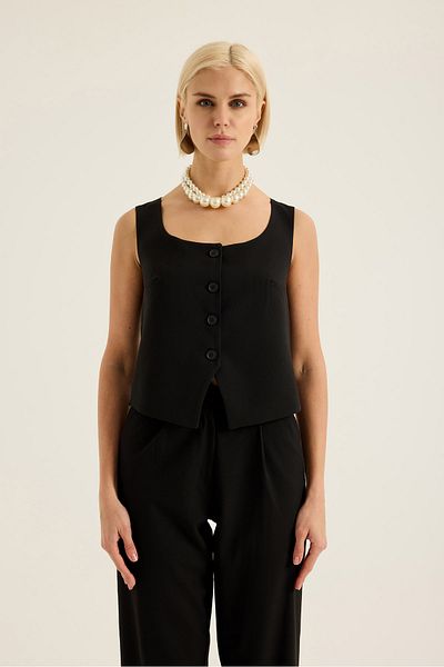 SEVİLEN Square Collar Buttoned Vest