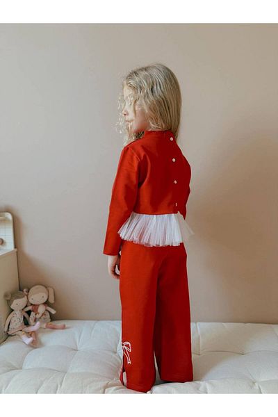 ARBİ kids Girl's Bow Detail Tulle Two Thread Fabric Lycra Suit Eid