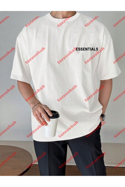 Tarzsokak Tricou alb unisex Essentials 303 cu mânecă scurtă și decolteu tip crew