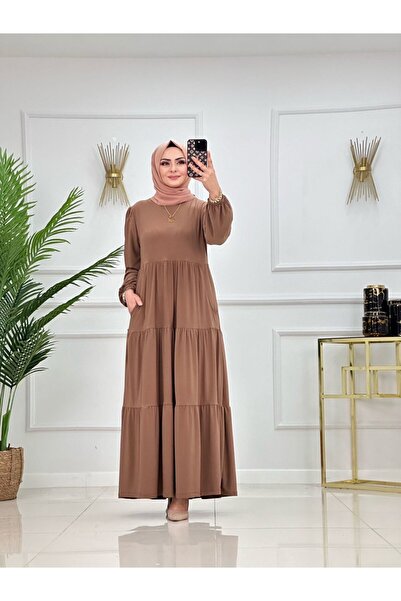 VALENS BOUTİQUE Rochie de tesettură cu volane și curea mobilă Güliz