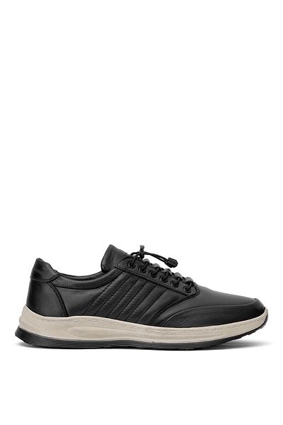 Ayakkabı Fuarı Elit SLVSK01C - Ανδρικά μαύρα παπούτσια casual από γνήσιο δέρμα
