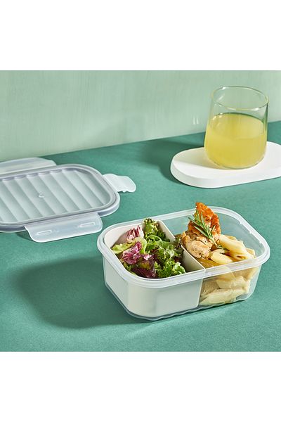 Mons Leak-Proof 2-Compartment 1000 ml Storage Container Meal Portion Compartment Storage Container Qlux