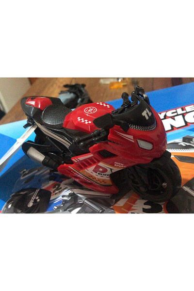 Asya Oyuncak Toy Friction Police Motorcycle 15 cm Red Model Motorcycle