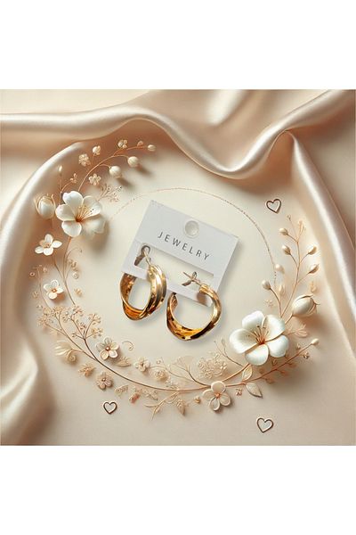 MUUN STORE Gold Color Twist Hoop Earrings, Stylish and Elegant Design, for Daily and Special Use