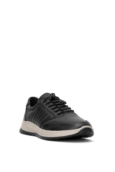 Ayakkabı Fuarı Elit SLVSK01C - Ανδρικά μαύρα παπούτσια casual από γνήσιο δέρμα