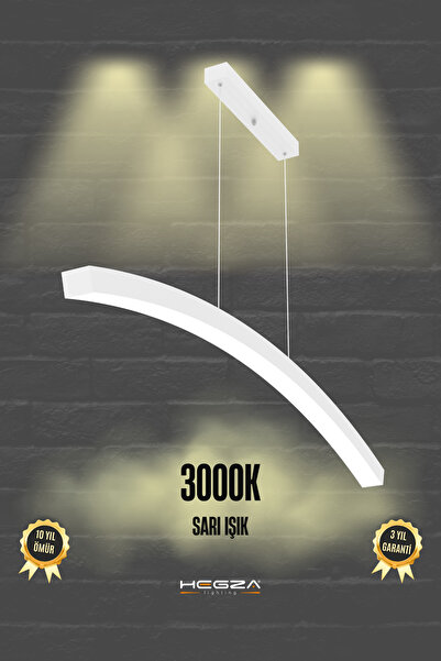 Hegza Lighting Luna ( Beyaz Kasa, Sarı Işık ) Ledli Modern Led Avize, Salon, ...