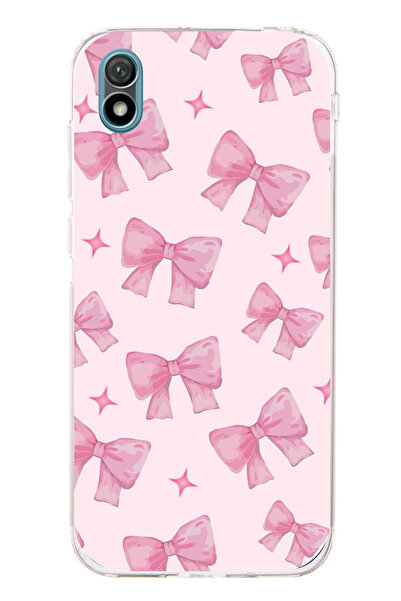 TechTree Huawei Y5 2019 - Honor 8S Uyumlu Pembe Fiyonklar Şeffaf Silikon Kılıf