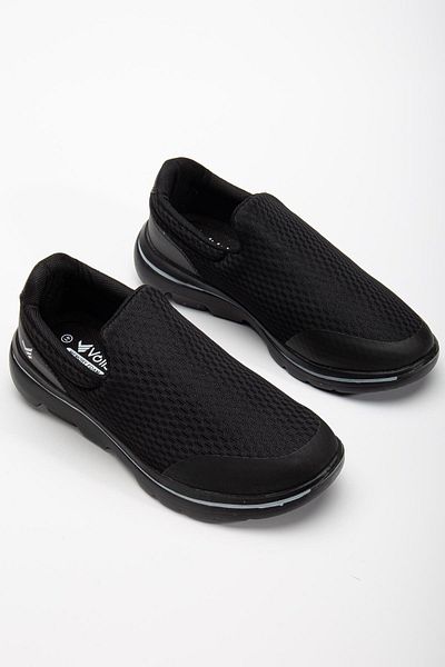 Dilimler Ayakkabı Men's Black Sneakers - Laceless, Aqua Faylon Sole