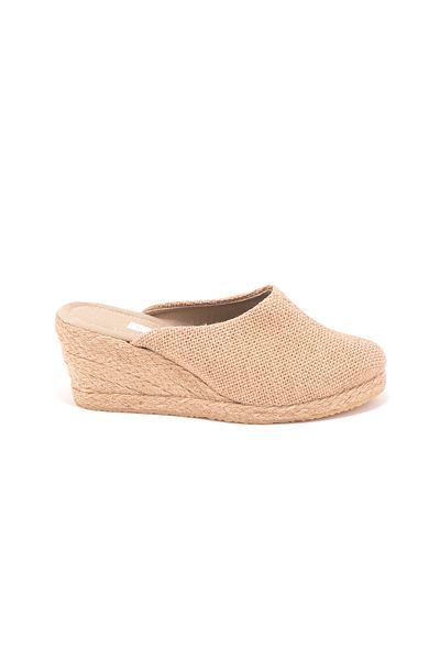 Star Tombis Women's Linen Casual Slippers - Natural Straw, Sabo, Closed Toe, Handmade