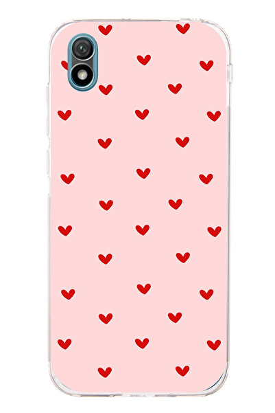 TechTree Huawei Y5 2019 - Honor 8S Uyumlu Kırmızı Minik Kalpler Şeffaf Siliko...