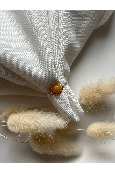 Pel Design Amber Stone Silver Wire Ring