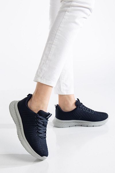 Dilimler Ayakkabı Navy Blue Men's Sneakers - Lace-Up Textile Faylon Sole