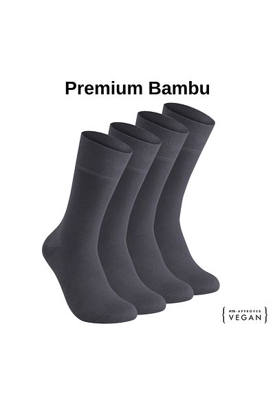 Elchee wear Vegan and Organic Smoked Bamboo Men's Oversize, Large Size Socks 4 Pairs 45-48