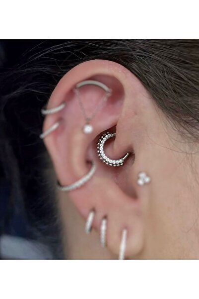 Arescollection G23 TİTANİUM (TİTANYUM) ZİRKON TAŞLI 1 ADET DAİTH SEPTUM UYUML...