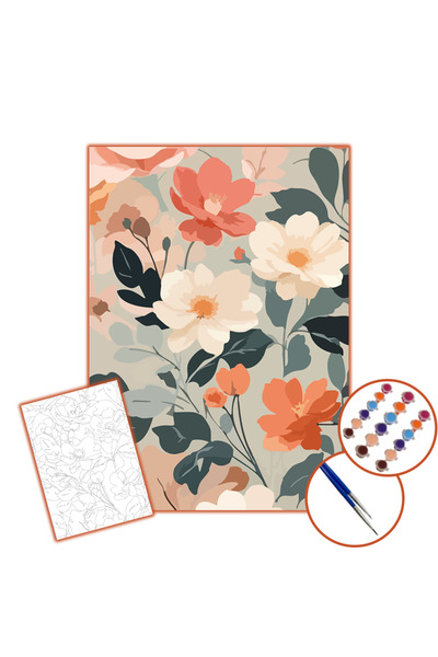 Tuval SAYILARLA BOYAMA SETİ 25X35 ŞASELİ TUVAL, 2Lİ FIRÇA, BOYA - İLKBAHAR 1