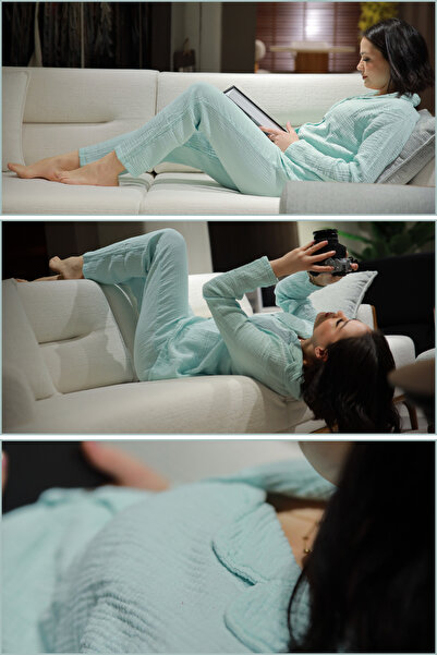 OTEXSA Doğal Pamuk Uzun Kollu Müslin Kadın Pijama Takımı  Rahatlık ve Şıklık Bir Arada!