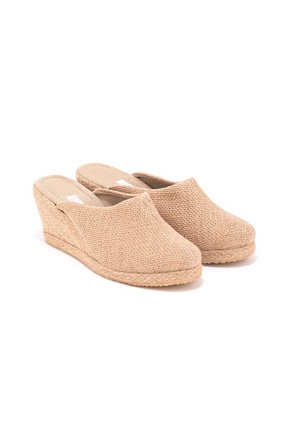 Star Tombis Women's Linen Casual Slippers - Natural Straw, Sabo, Closed Toe, Handmade