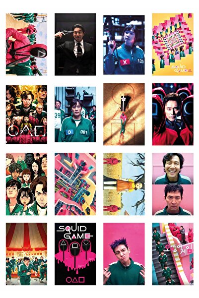 Metranya مجموعة بطاقات صور لعبة الحبار مكونة من 16 قطعة، لوحة تزيين هدية للاعب