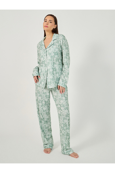 Styli طقم بيجامة وقميص بطبعة زهور كاملة الأكمام