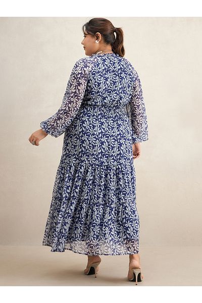 Femmella By Styli Plus Size Floral Print Tiered Maxi Dress