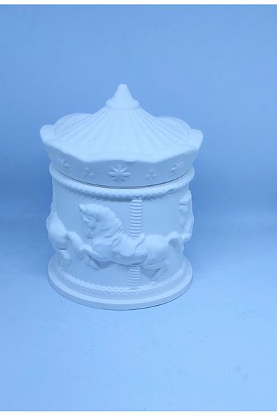 Porta blu Decorative Concrete Carousel Box Organizer with Lid, Decor Organizer