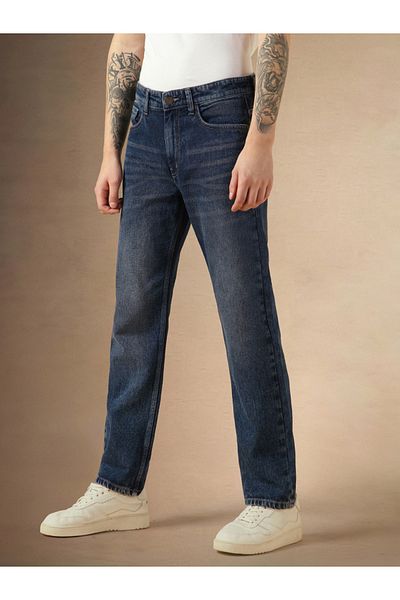 Dennis Lingo By Styli Mid Rise Straight Fit Faded Jeans