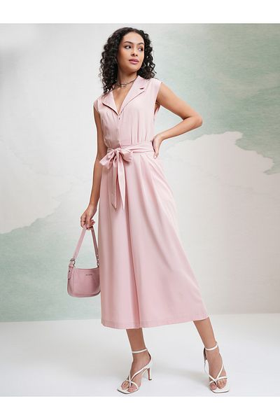 Tokyo Talkies By Styli Solid Waist Tie Up Culotte Leg Jumpsuit