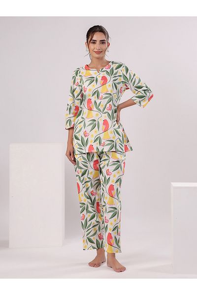 Sanskrutihomes By Styli Floral Printed Cotton Top and Pyjama Set