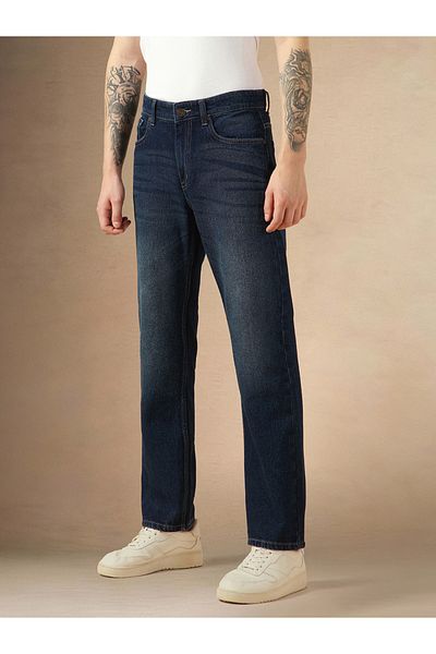 Dennis Lingo By Styli Mid Rise Straight Fit Faded Jeans