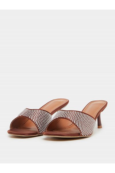 Styli Embellished Open Toe Kitten Heel Sandals
