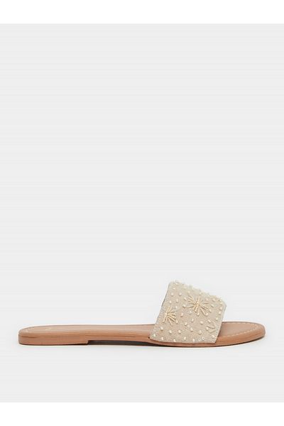 Styli Embellished Slip-On Flat Sandals