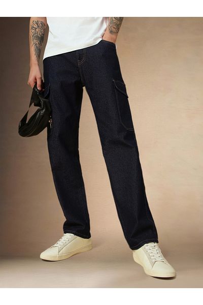 Dennis Lingo By Styli Mid Rise Relaxed Fit Jeans with Side Pockets Detail