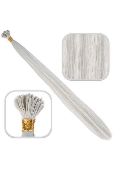 Mina Peruk Fiber Synthetic Beads Welding Color Hair - Light Gray - 100 Pieces