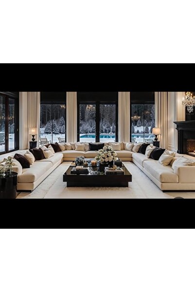 LUXURY VİLLA Luxury Villa Siyah Camlı Orta Sehpa 80x140 Yükseklik 28cm