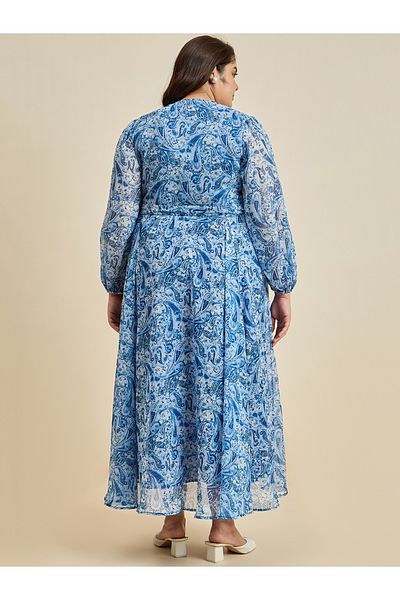 Femmella By Styli Plus Size All-Over Paisley Print Wrap Maxi Dress