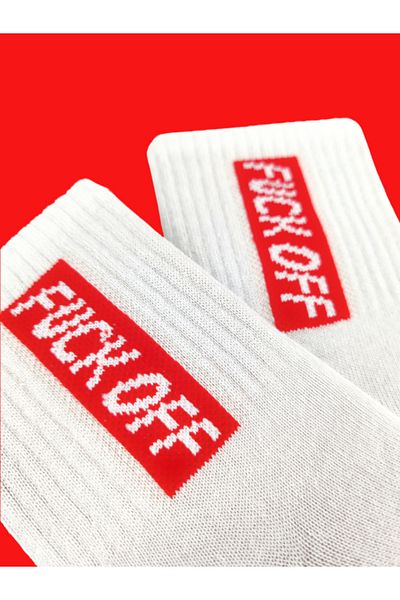 Shuttle Park Special Series Unisex Socks Stylish Comfortable Style Patterned Fck Off Written White College Socks