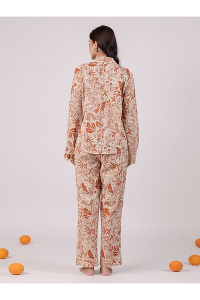 Sanskrutihomes By Styli Tropical Printed Cotton Shirt and Pyjama Set