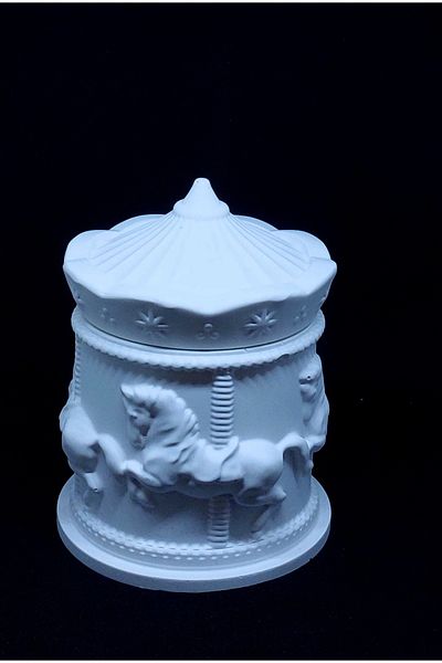 Porta blu Decorative Concrete Carousel Box Organizer with Lid, Decor Organizer