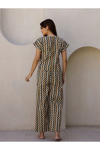 Sanskrutihomes By Styli Printed V Neck Cotton Top and Pyjama Set