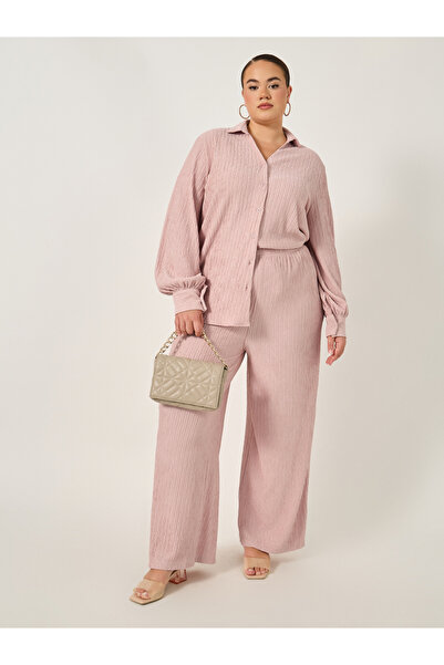 Styli Plus Size Textured Balloon Sleeve Shirt