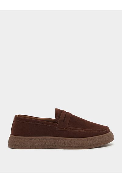 Styli Platform Sole Faux Suede Slip On Loafers