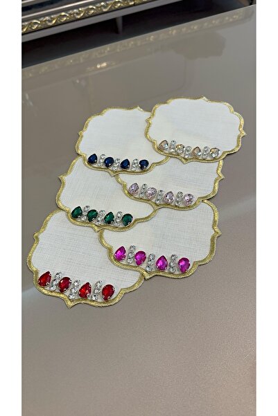 Merfer Coffee so Presentation Napkin - 6 Pieces Hand Embroidered and Coasters