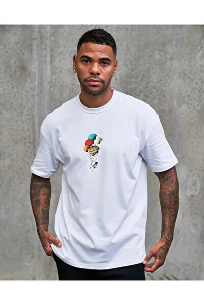 HOFFNUNG Tricou unisex din bumbac supradimensionat cu guler rotund